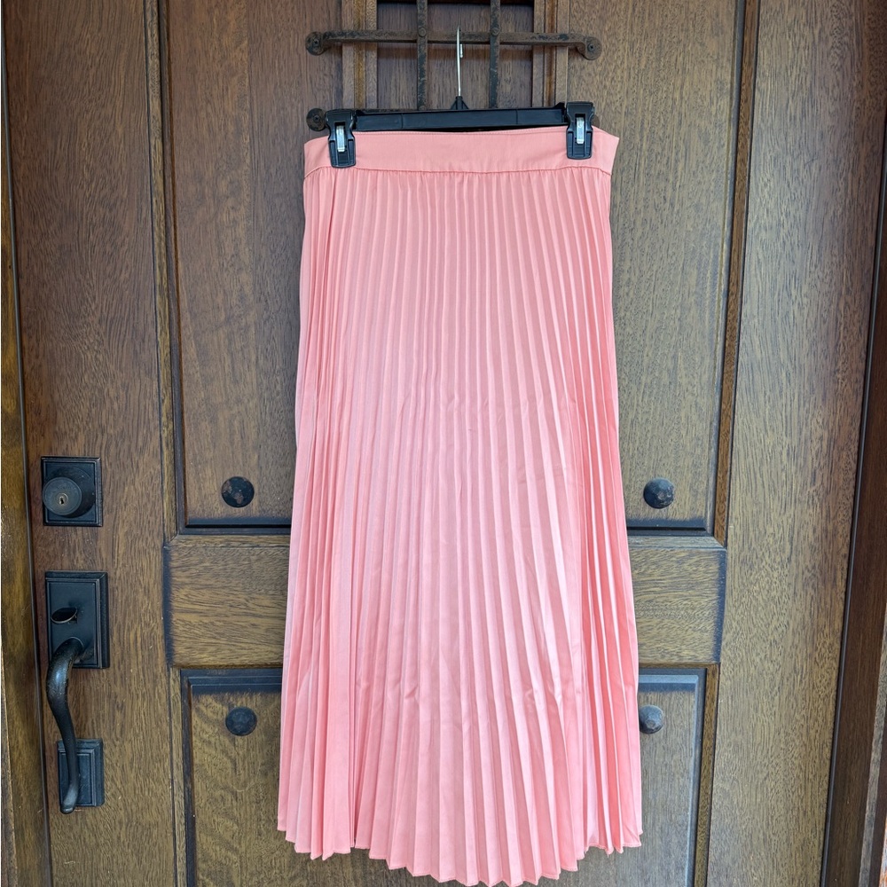 Zara Pleated Midi Skirt in Coral Pink